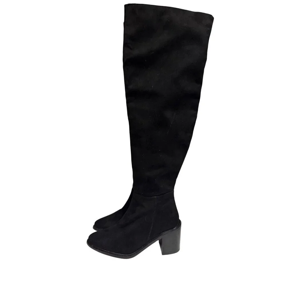 Seychelles Tall Women's Boot Black Heeled Zipper Over Knee High Classic Size 6